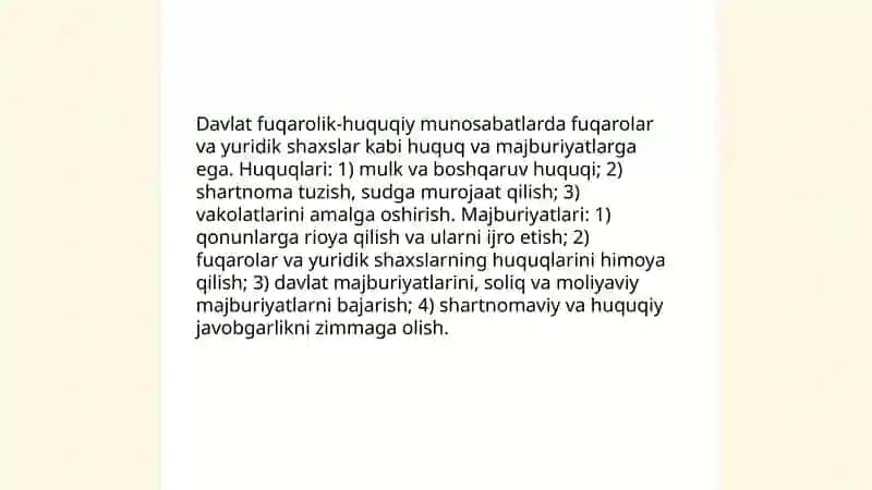 Davlat fuqarolik huquqiy munosabatlar ishtirokchisi 4