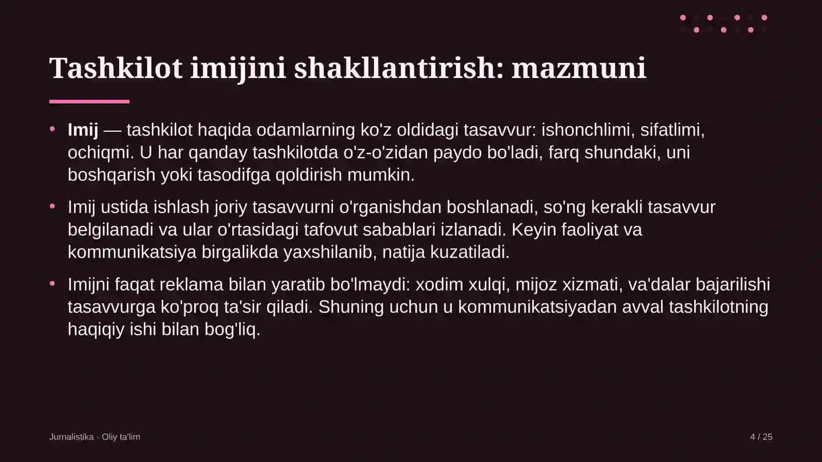 Uran sanoatida tashkilot imijini shakllantirish 4