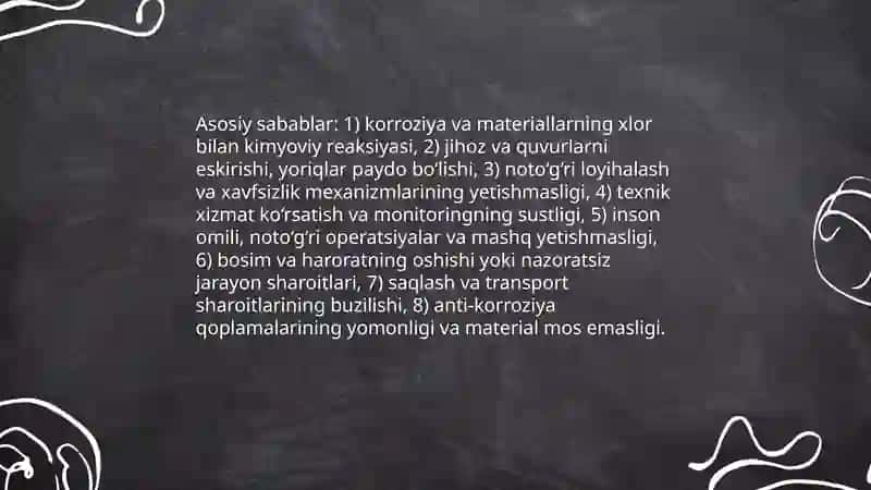 Xlor gazining kimyoviy xususiyatlari 4