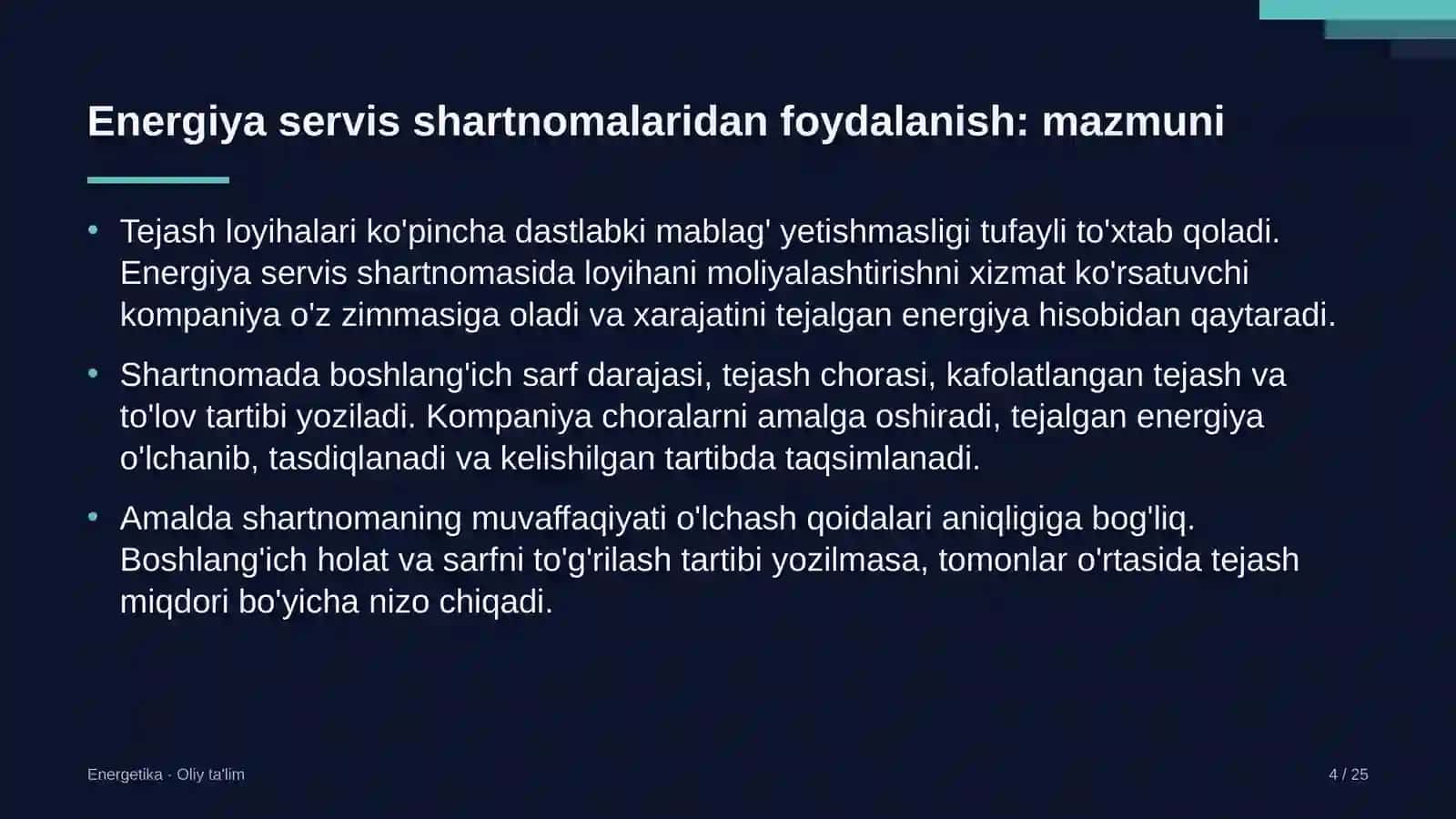 Xususiy universitetlarda energiya servis shartnomalaridan foydalanish 4