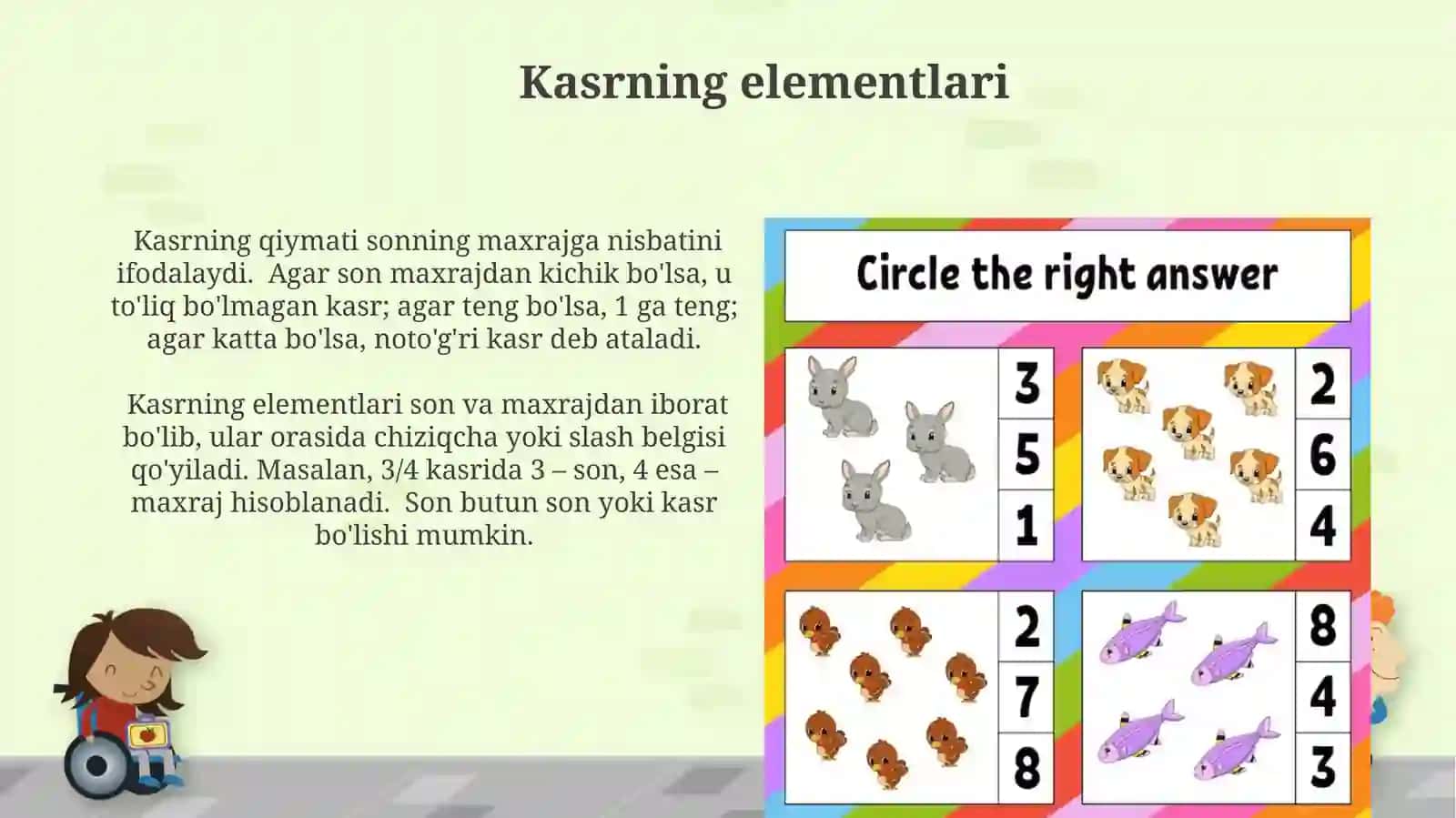 Butunning kasrini topish 4