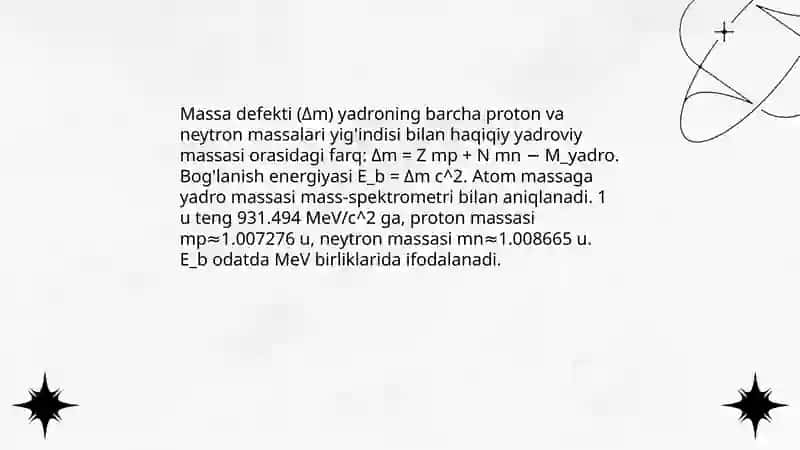 Yadro massasi va uni oʻlchash usullari 4