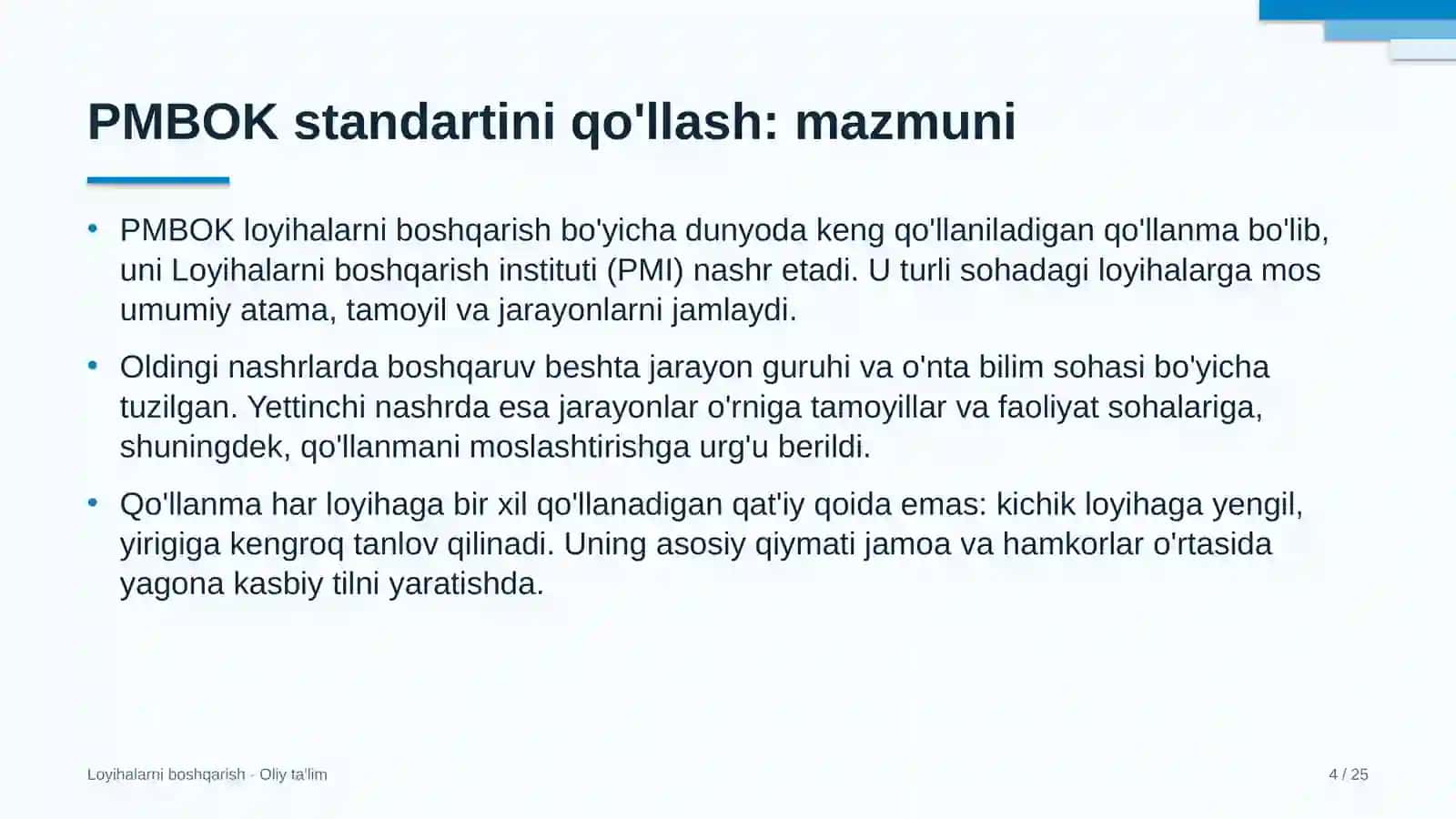 Teatr-studiyalarda PMBOK standartini qo'llash 4