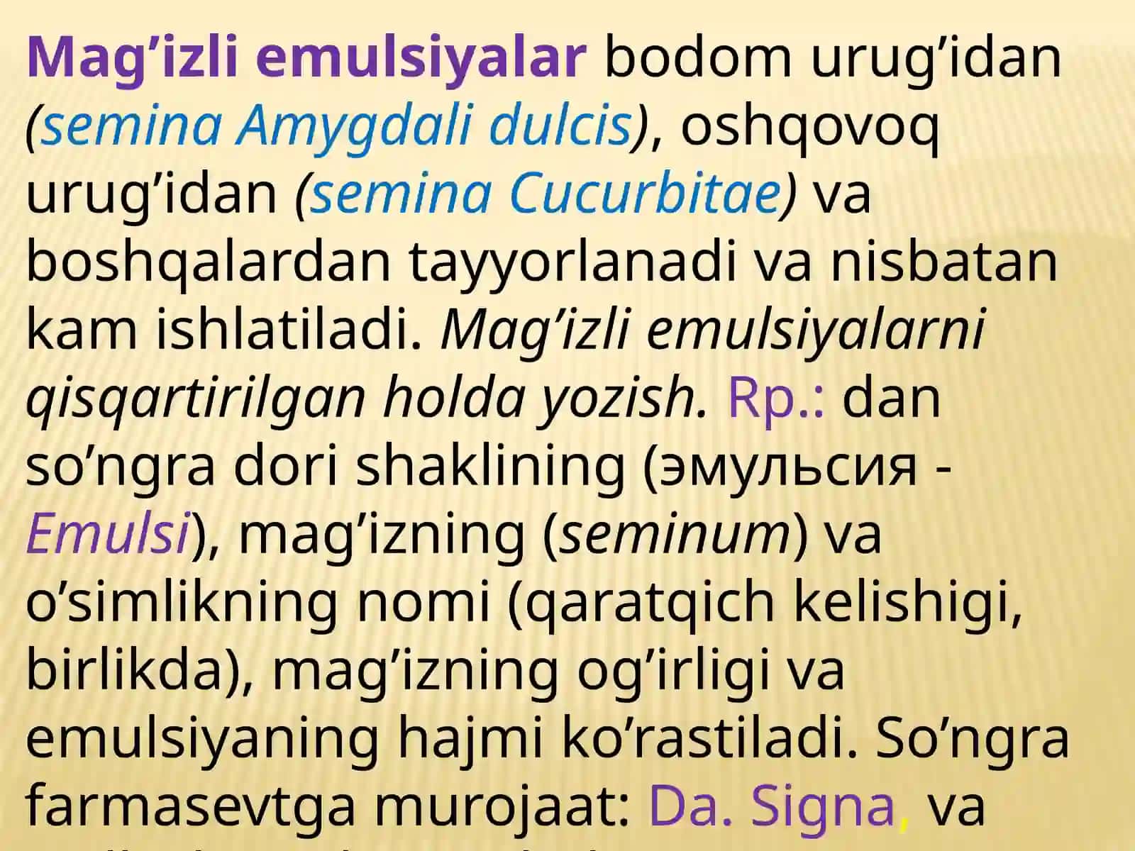 Emulsiyalar, tomchilarga retsept yozish 4
