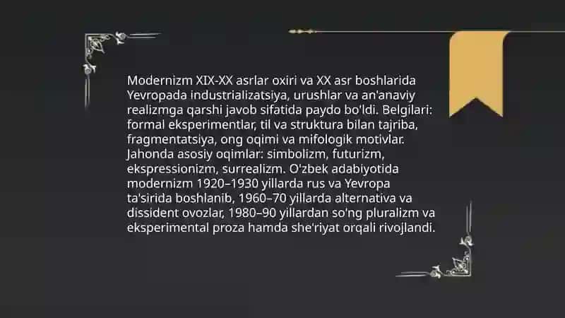 Modernizm adabiyoti 4