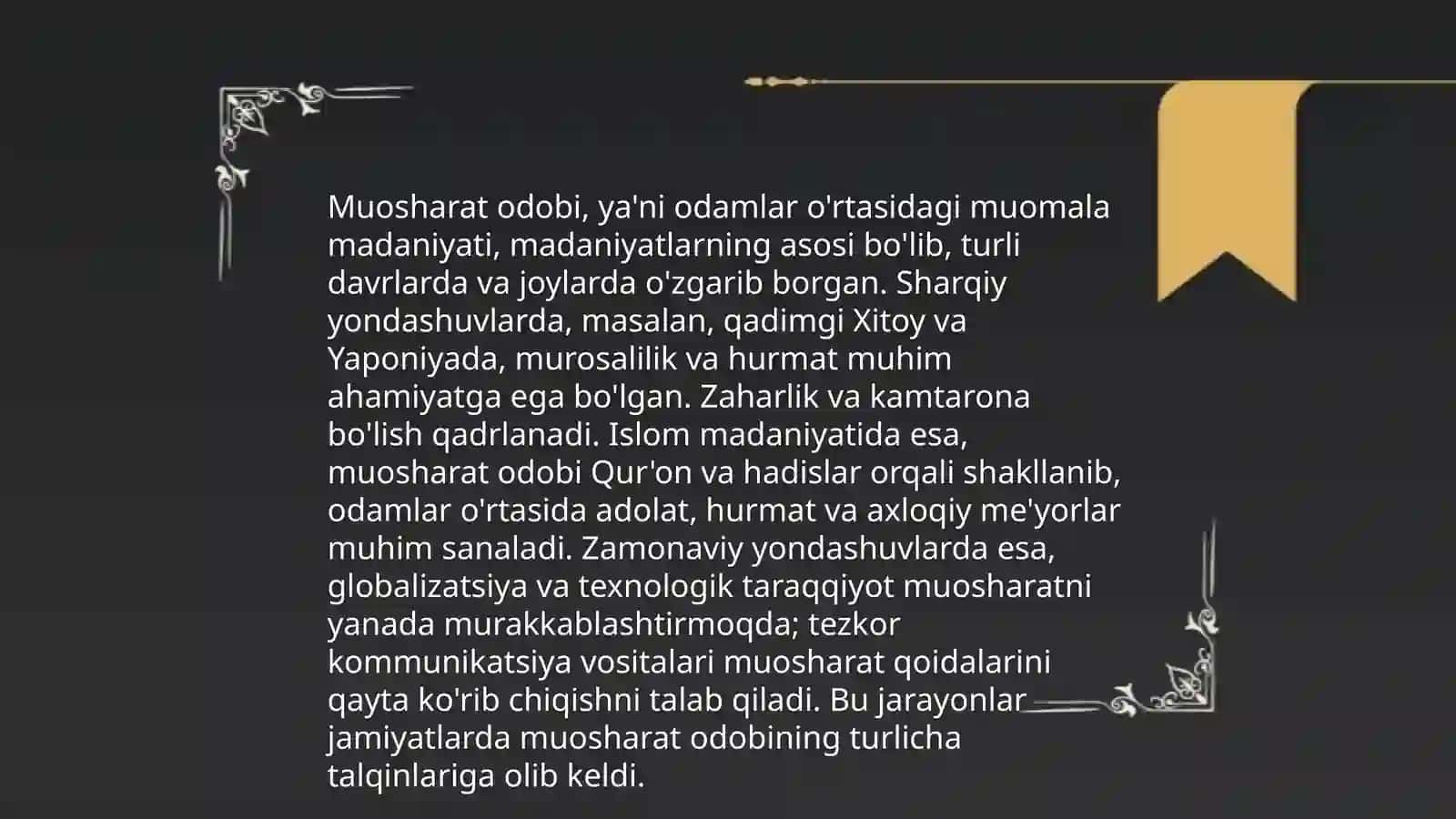 Sharqona tarbiya va muosharat odobining muloqatga ta'siri. O'qituvchining nutq madaniyati va notiqlik san'ati 4
