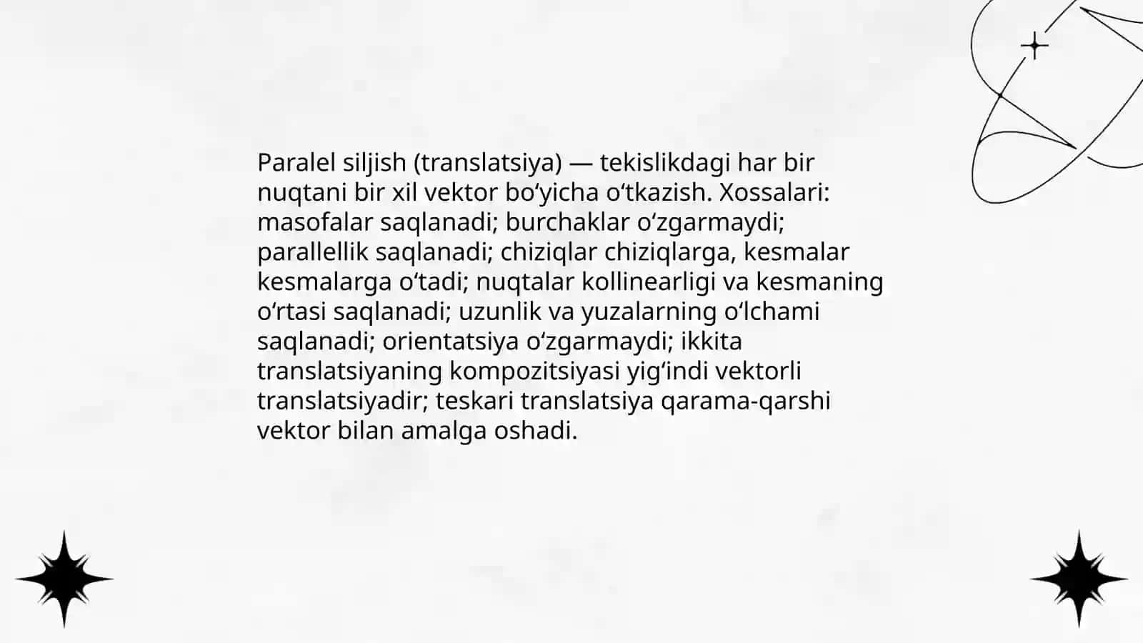 Tekislikning harakatlar va ularning xossalari 4