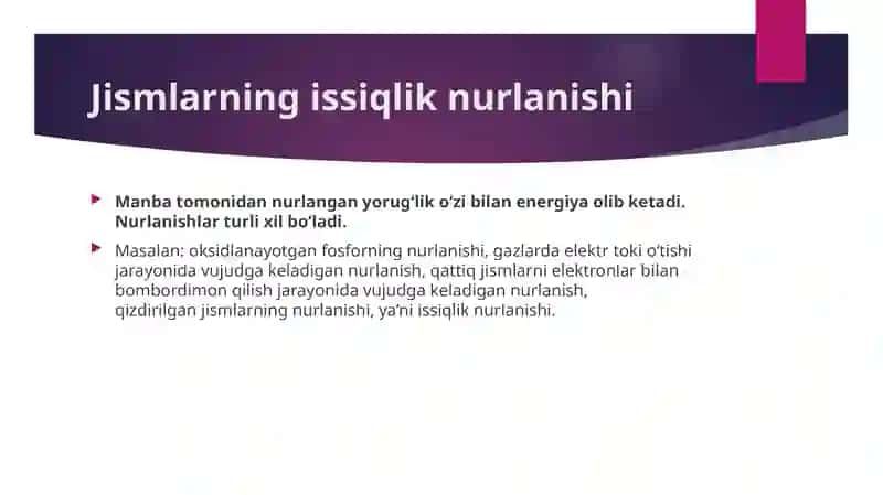 Jismlarning issiqlik nurlanishi 4