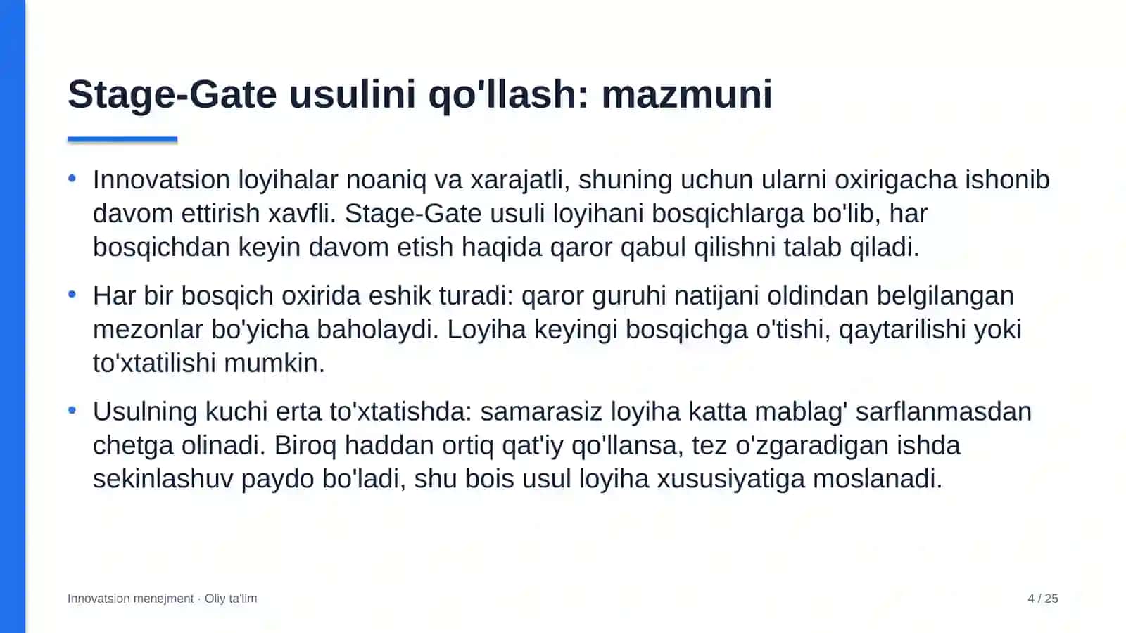 Gaz qazib olishda Stage-Gate usulini qo'llash 4