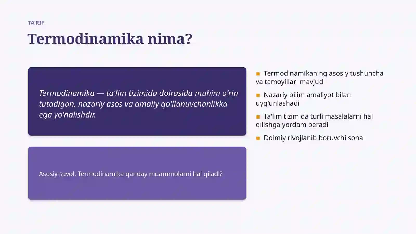Termodinamika Asoslari va tushunchasi 4