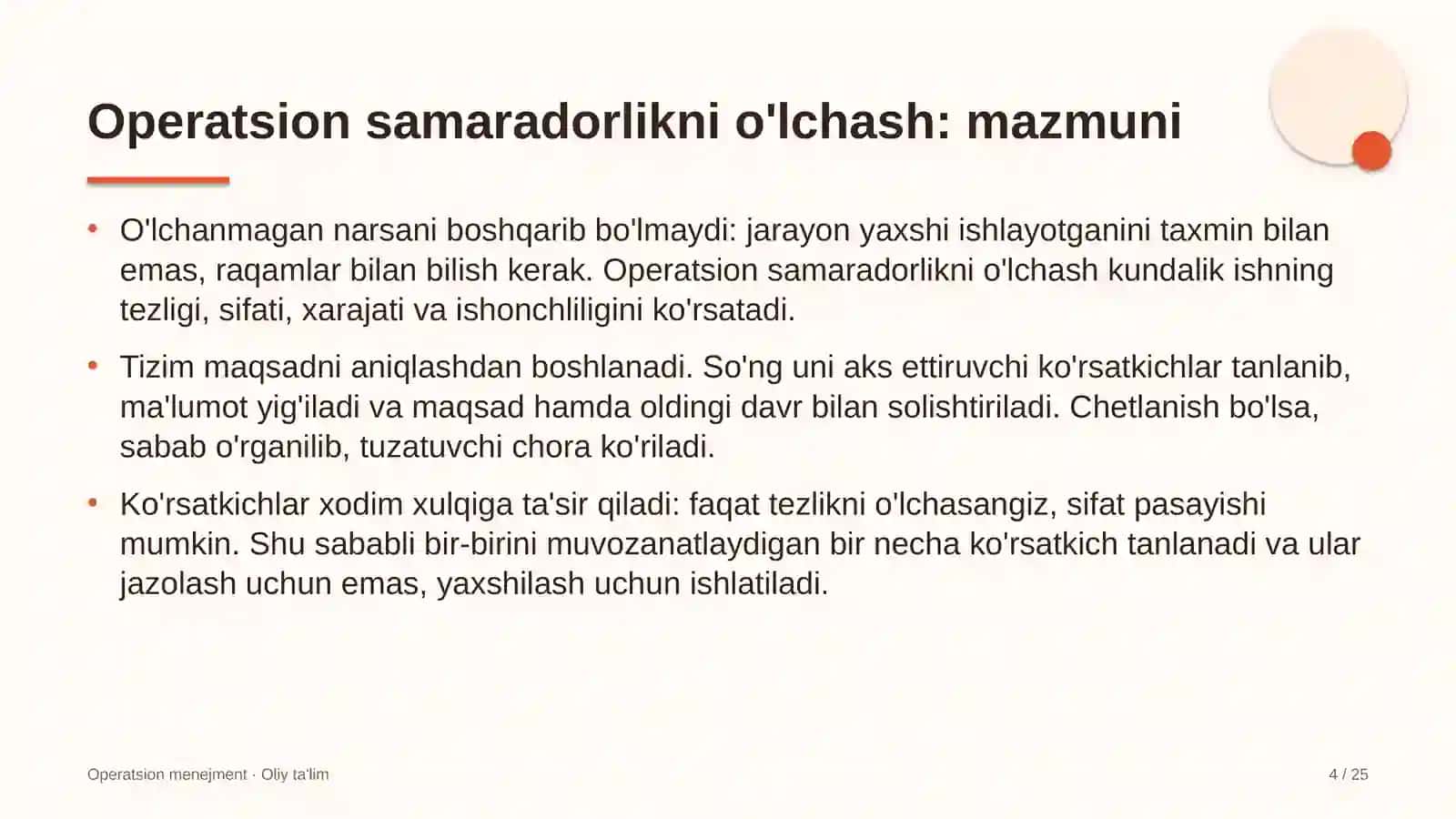 Doktoranturada operatsion samaradorlikni o'lchash 4