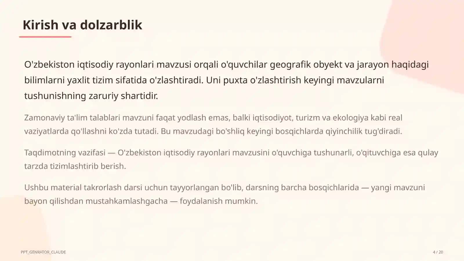 O'zbekiston iqtisodiy rayonlari (9-sinf) 4