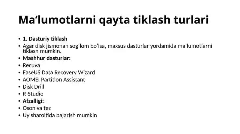 Qattiq disklarda ma’lumotlarni qaytatiklash 4