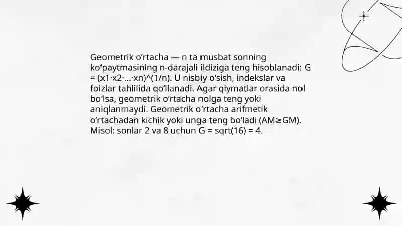Aritmetik oʻrtacha 4