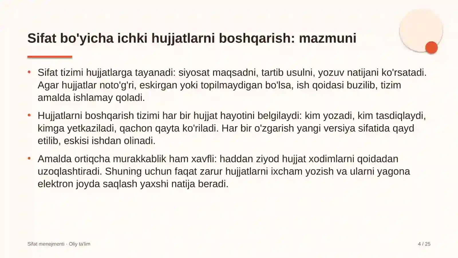 Sifat Menejmenti · Oliy Ta'lim 4
