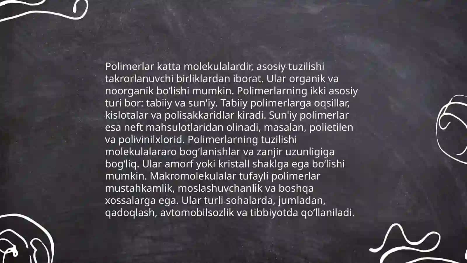 Polimerlar haqida slayd 4