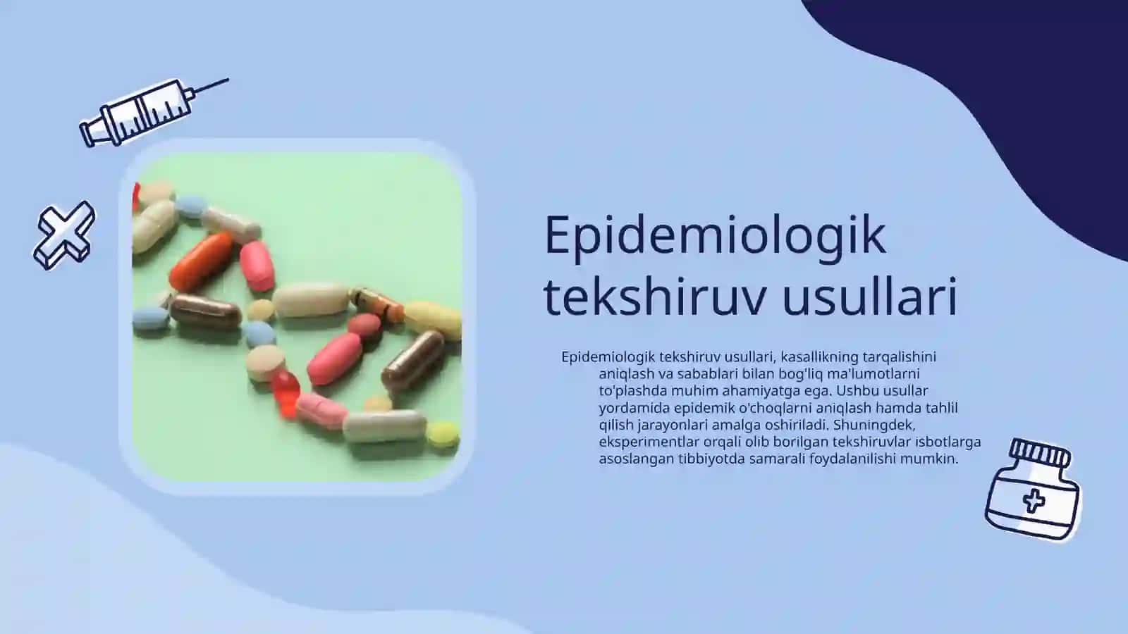 Epidemiologik kunuimining hozirgi zamonidagi tavsifi. Epidemiko'choqlarining epidemiologik tekshiruv usuli. Epidemiologik tahlil usuli. Eksperemental tekshiruv uslublari isbotlarga asoslangan tibbiyotda epidemiologik tashxis usulidan foydalanish 4