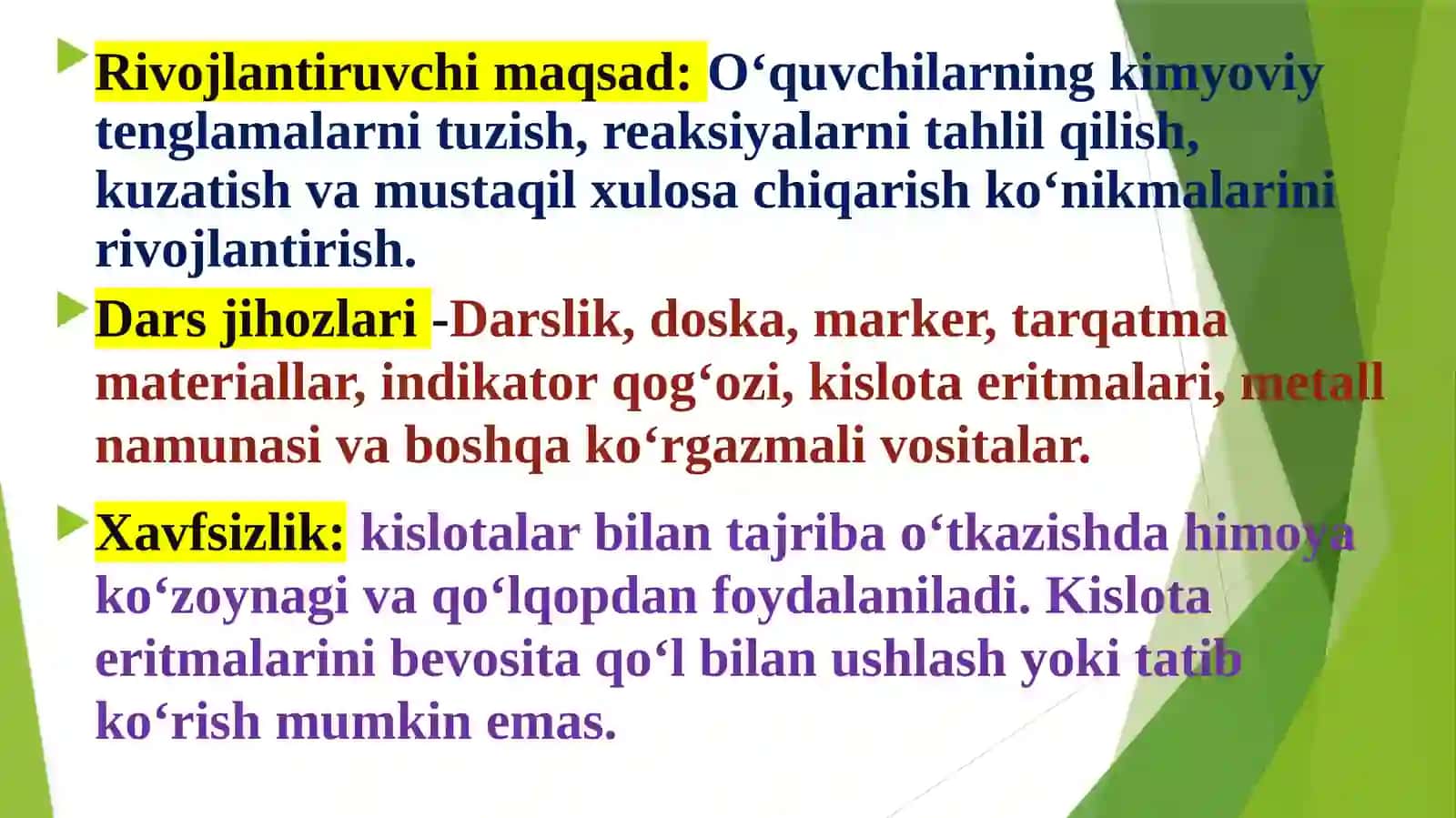 Kislotalarning kimyoviy xossalari 4