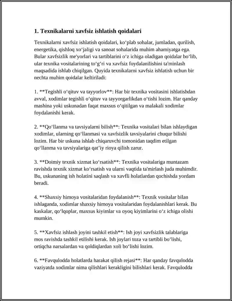 QISHLOQ XO'JALIGI TEXNIKALARINI ISHLATISH HAMDA TAMIRLASH JARAYONIDA XAVFSIZLIKNI TAMINLASH 4