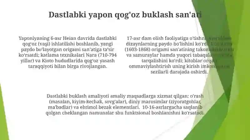 Origami sajatining kelib chiqish tarixi 4