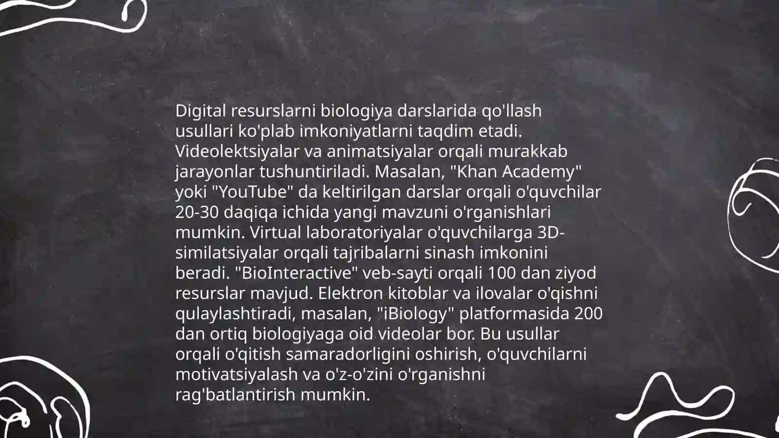Biologiyadan yaratilgan elektron darsliklarni òrganish va biologiya darsliklarida foydalanish bo'yicha dars ishlanmalarini loyihalash 4