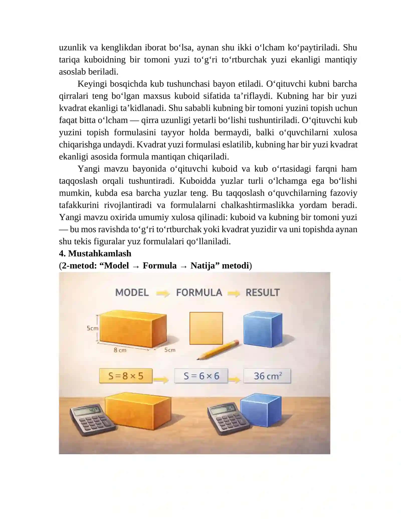 Kuboid va kubning bir tomoni yuzini topish 4