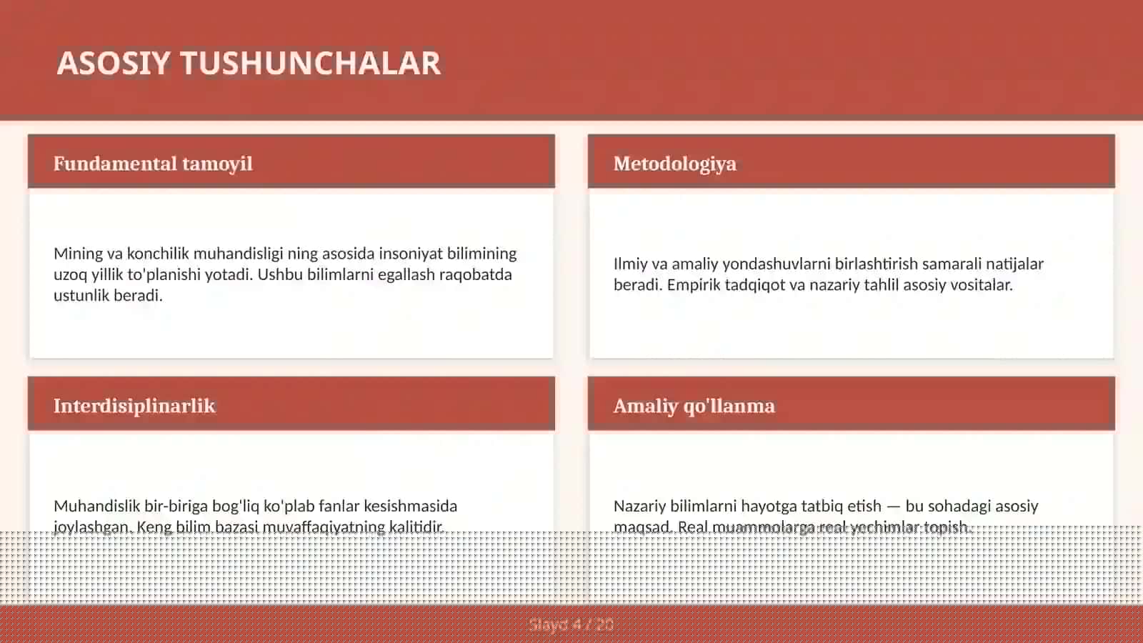 MINING VA KONCHILIK MUHANDISLIGI 4