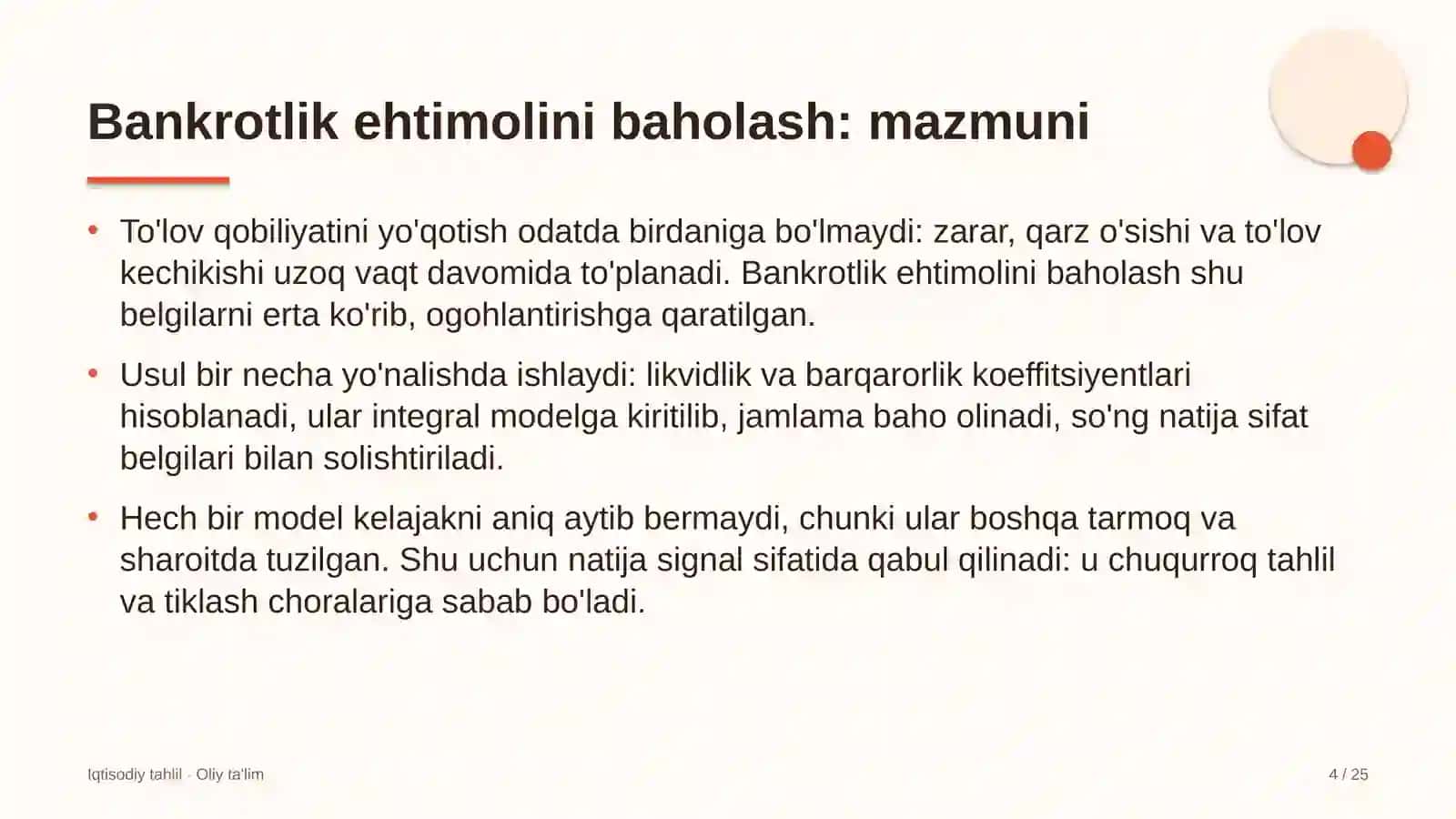 Ekstremal turizmda bankrotlik ehtimolini baholash 4
