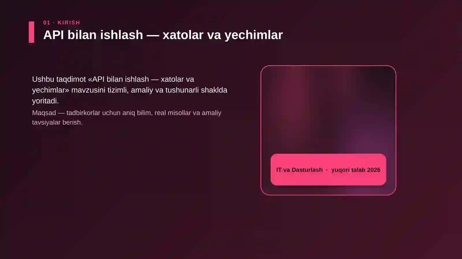 API bilan ishlash — xatolar va yechimlar 4