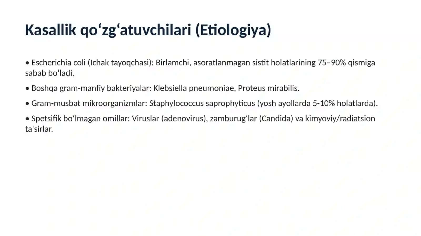 O‘TKIR SISTIT(Acute Cystitis) 4