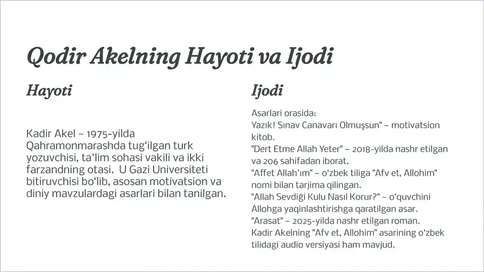 Dard Etma, Alloh Yetar:Qodir Akel 4
