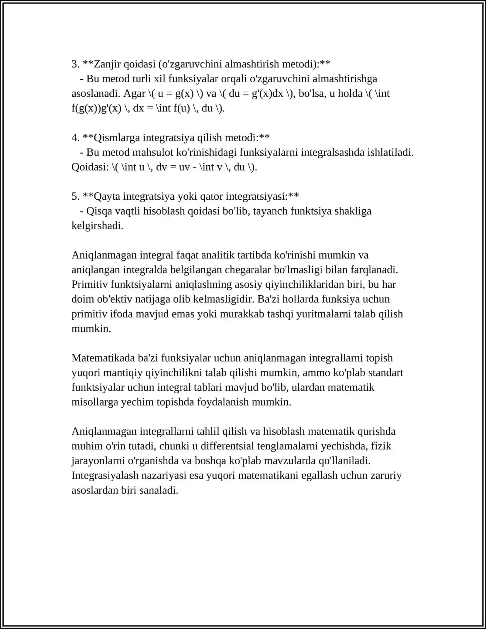 SODDA ANIQMAS INTEGRALLAR 4