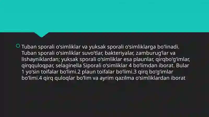 Tuban va yuksak o'simliklar ko'payishi yuzasidan masalalar 4