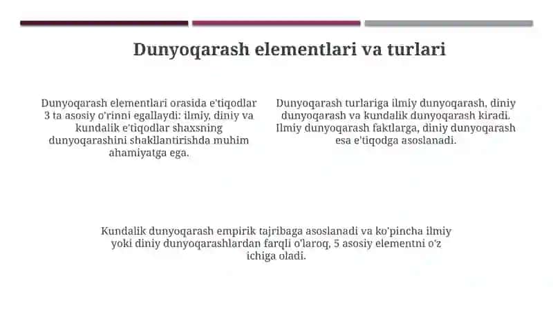 Dunyoqarashning mohiyati, tuzilishi va asosiy vazifalari 4