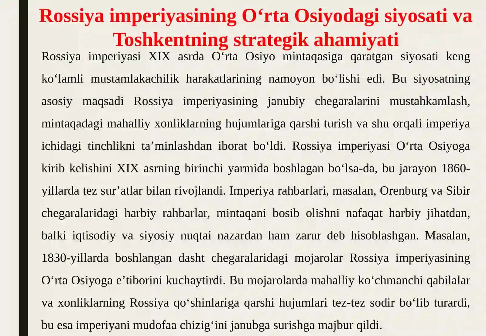 ROSSIYA IMPERIYASINING TOSHKENTNI BOSIB OLISHI 4