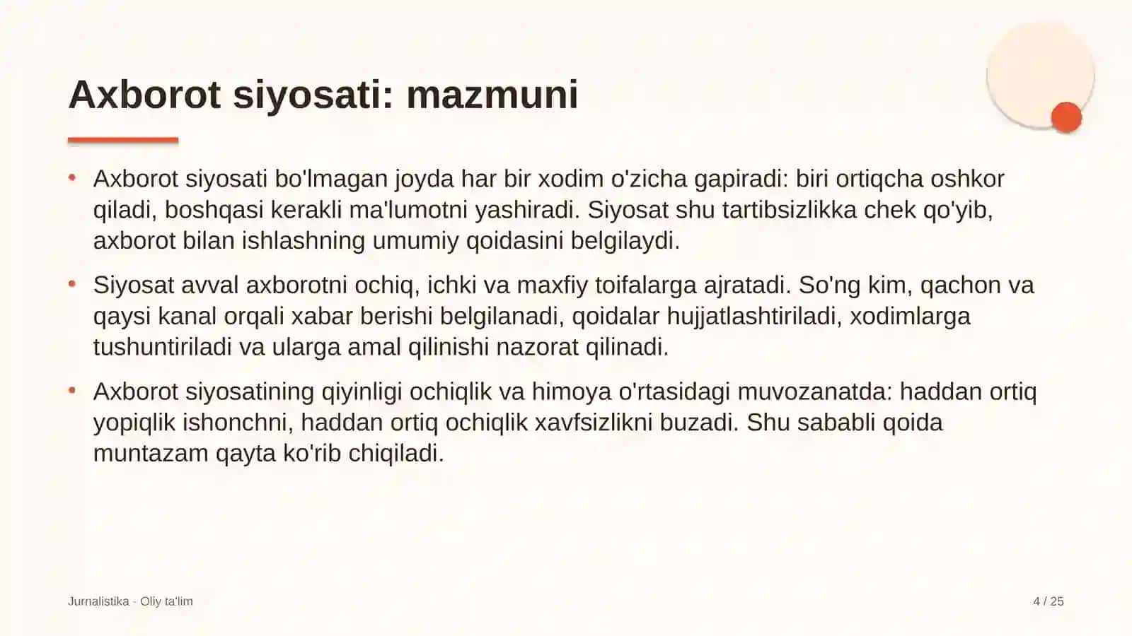Hamshiralik ishida axborot siyosati 4