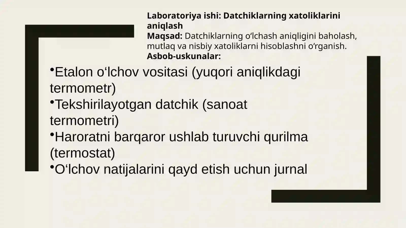 Datchiklar va ularning xatoliklarini aniqlash 4