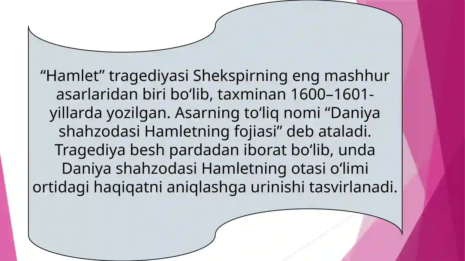 SHEKSPIRNING “HAMLET” ASARI TAHLILI 4