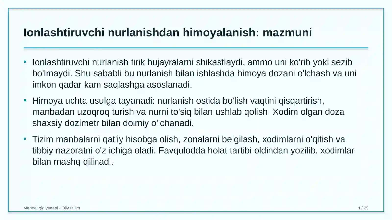 polizchilikda ish joyida ionlashtiruvchi nurlanishdan himoyalanish 5597 4