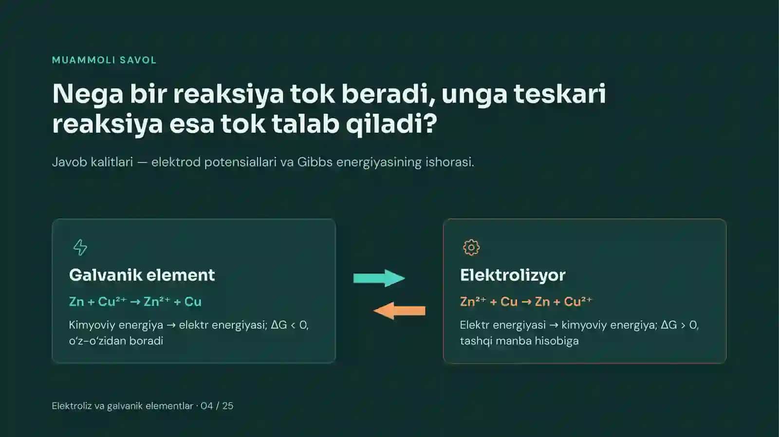 Elektroliz va galvanik elementlar 4