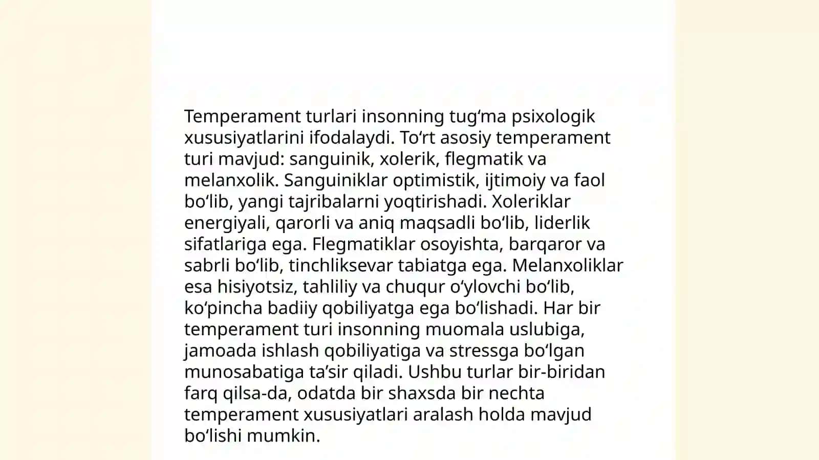 Temperament. Xarakter 4