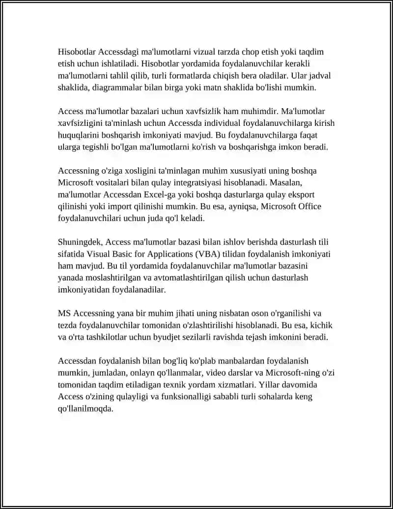MS ACCESS IMKONIYATLARI 4