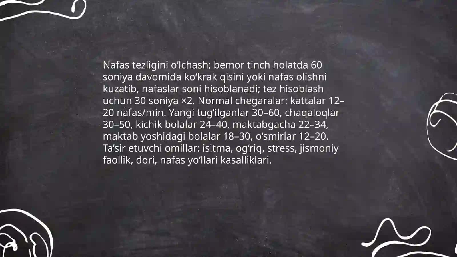 Nafas olish azolari tizimini baholash 4
