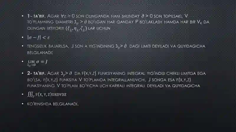 Uchkarrali integrallar va ularni hisoblash 4