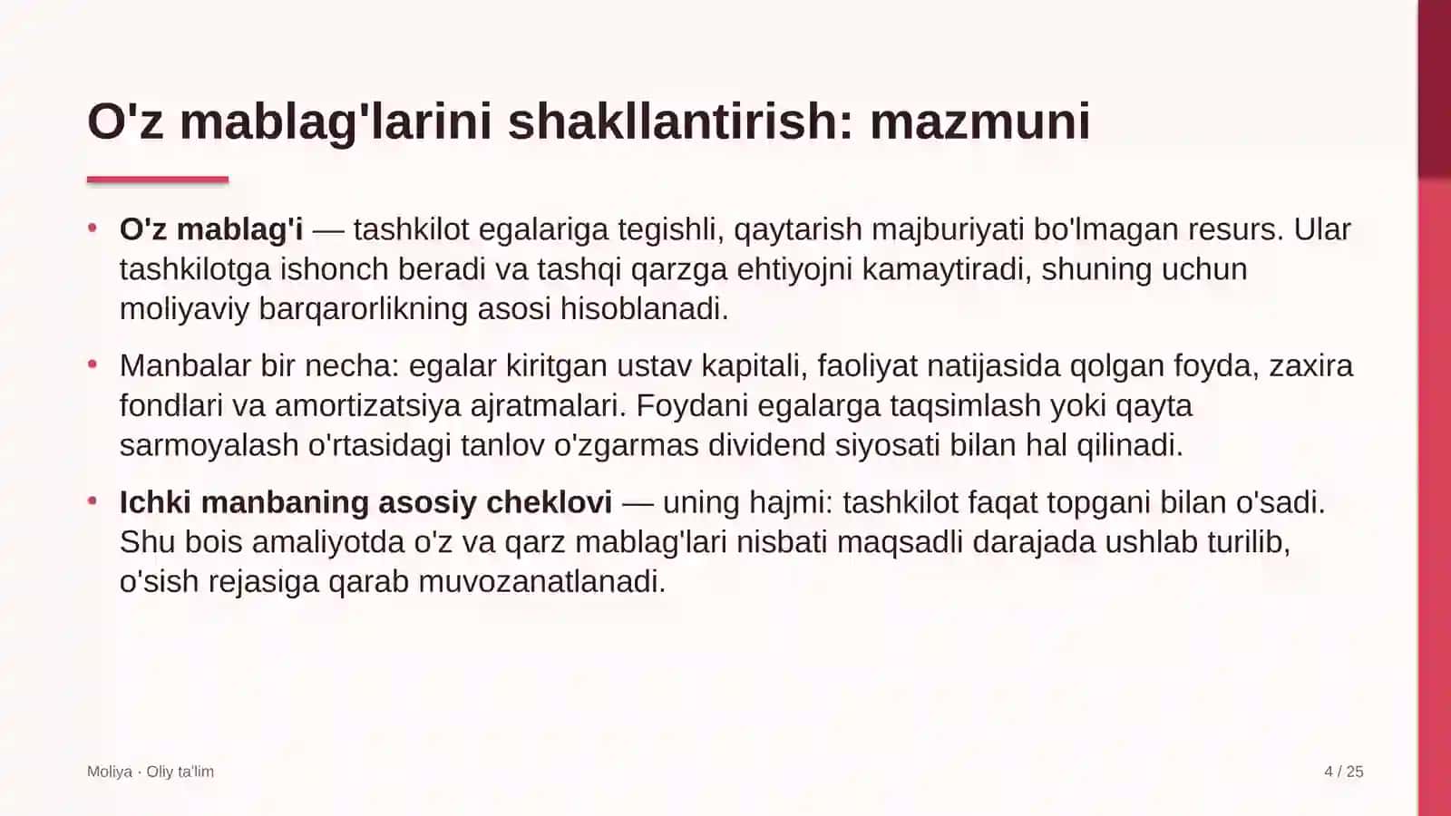 Sement zavodlarida o'z mablag'larini shakllantirish 4