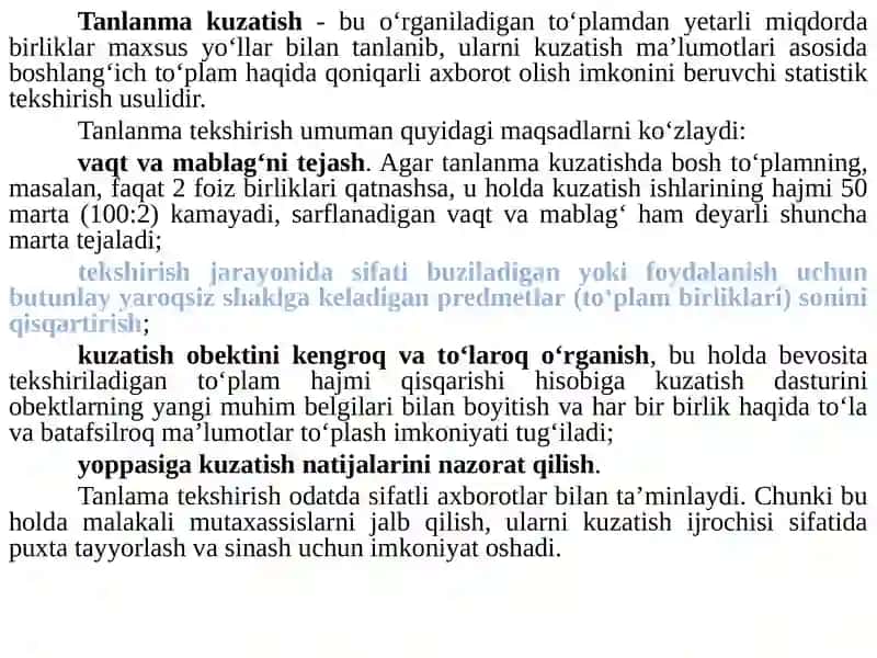 Tanlama kuzatish (Selective (sample) observation) 4