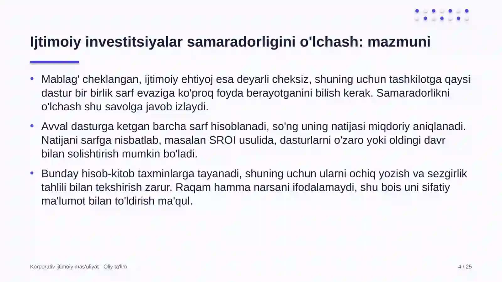 Energetikada ijtimoiy investitsiyalar samaradorligini o'lchash 4
