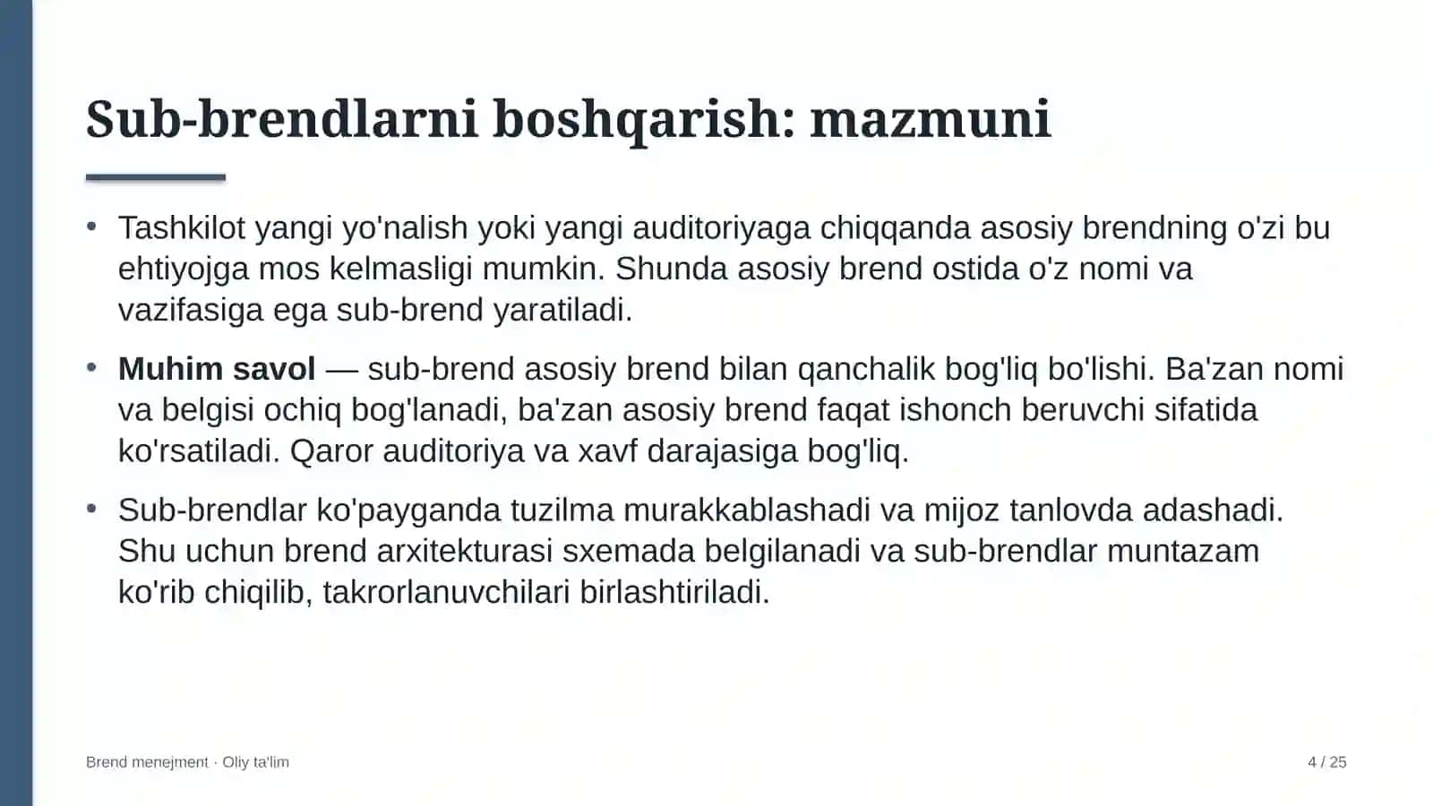 Energetika nazorati inspeksiyalarida sub-brendlarni boshqarish 4