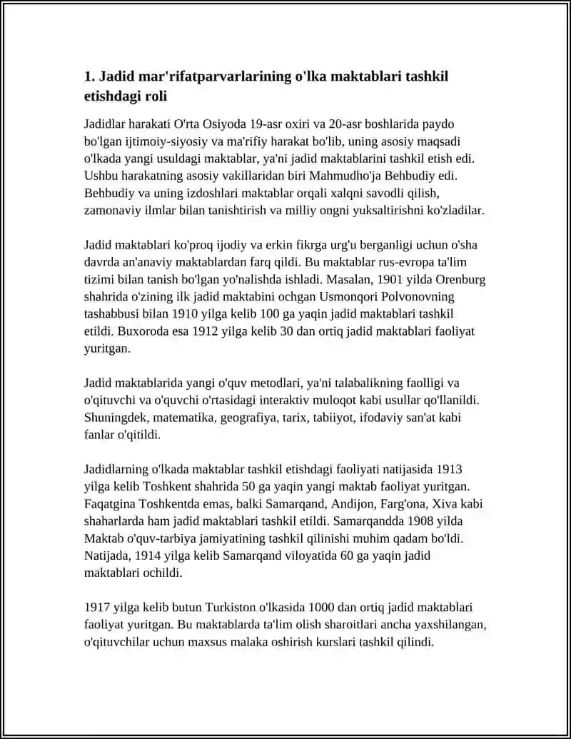 JADID MAR'RIFATPARVARLARINING O'LKA IJTIMOIY-MA'NAVIY HAYOTIDA TUTGAN O'RNI 4
