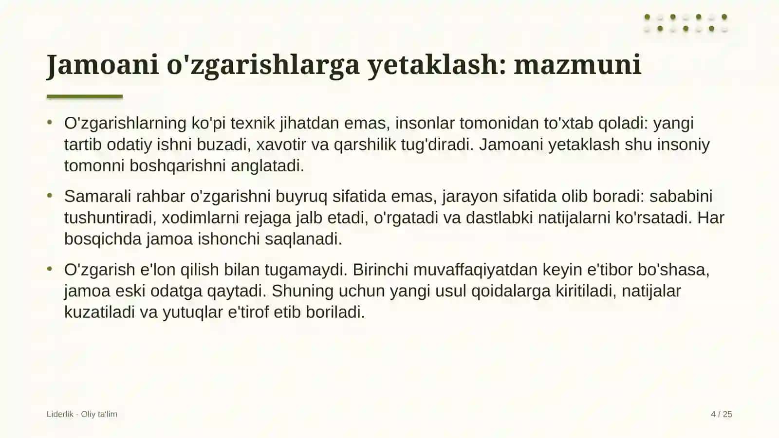 Keramik plitka ishlab chiqarishda jamoani o'zgarishlarga yetaklash 4